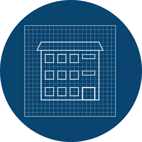 A graphic representation of a blueprint of a house